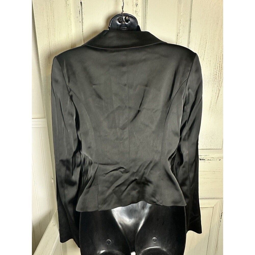 White House Black Market Black Sateen 3 Button Blazer Size 4 WHBM - Picture 4 of 7